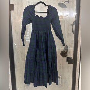 Hill House: The Nap Dress: Green and Blue Plaid Long Sleeve Dress